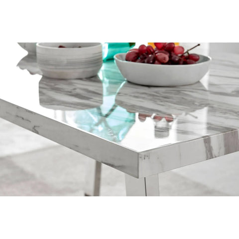 Furniture Box Kylo 120cm White Marble Effect Dining Table
