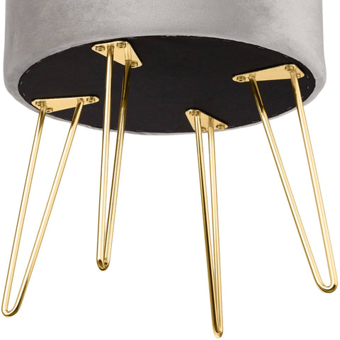 Tectake Ava Upholstered Velvet Look with Storage Space Stool - Light Grey