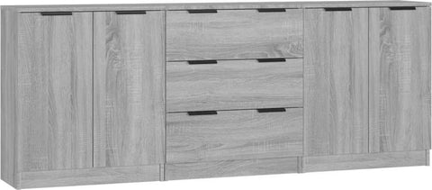 vidaXL 3 Piece Sideboards Concrete Grey Engineered Wood