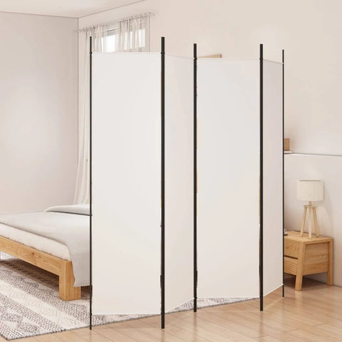 vidaXL 4-Panel Room Divider White 200x200 cm Fabric