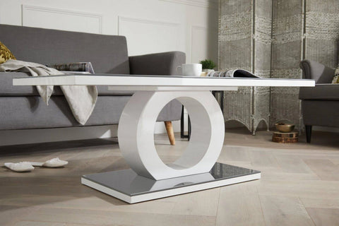 Furniturebox Giovani Rectangular White High Gloss Coffee Table with Glass Top and ...
