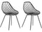 Beliani Set of 2 Dining Chairs Black Synthetic Seat Black Metal Legs Net Design ...