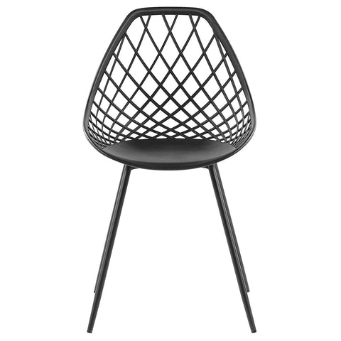 Beliani Set of 2 Dining Chairs Black Synthetic Seat Black Metal Legs Net Design ...