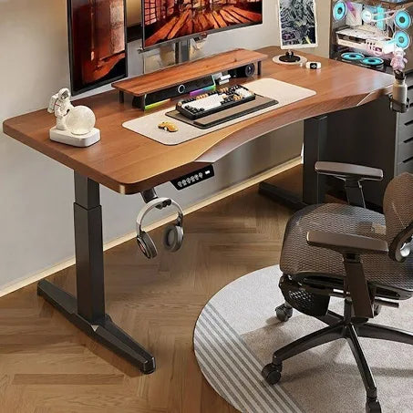 Automatic Motorized Standing Study Desk with Integrated Cable Management, Wood ...