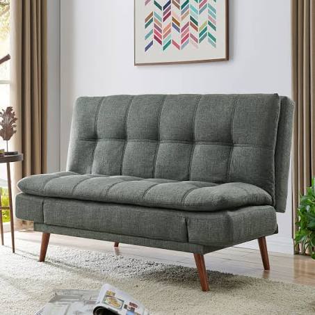 Declan 3 Seater Fabric Sofa Bed With Wooden Legs - Light Grey
