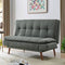Declan 3 Seater Fabric Sofa Bed With Wooden Legs - Light Grey