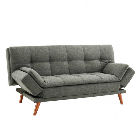 Declan 3 Seater Fabric Sofa Bed With Wooden Legs - Light Grey