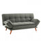 Declan 3 Seater Fabric Sofa Bed With Wooden Legs - Light Grey
