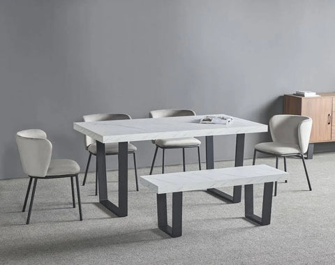 Dannis Dining Table with Marble Effect - MDF - L160 x W90 x H76 cm