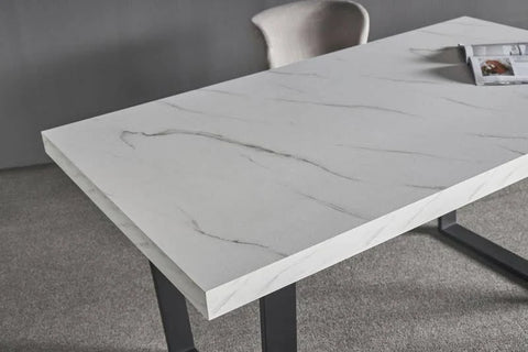 Dannis Dining Table with Marble Effect - MDF - L160 x W90 x H76 cm