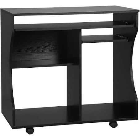 HOMCOM - Computer Table Study Desk with Sliding Keyboard Tray, Black