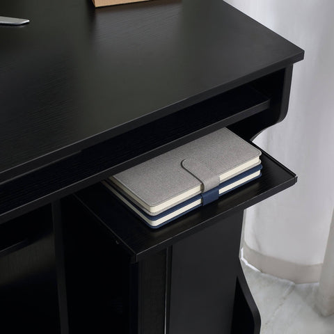 HOMCOM - Computer Table Study Desk with Sliding Keyboard Tray, Black