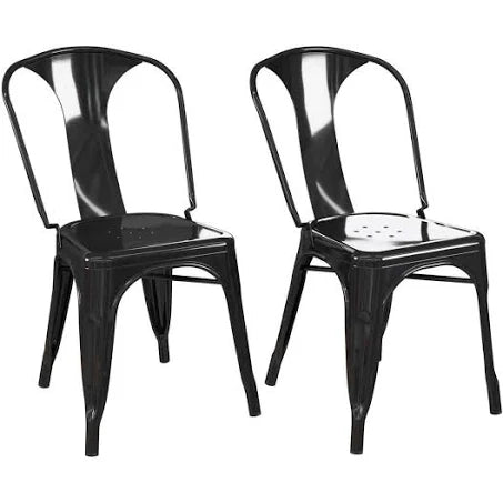 Dorel Finn Metal Furniture Black Set of 2 Dining Chair
