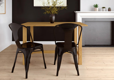 Dorel Finn Metal Furniture Black Set of 2 Dining Chair