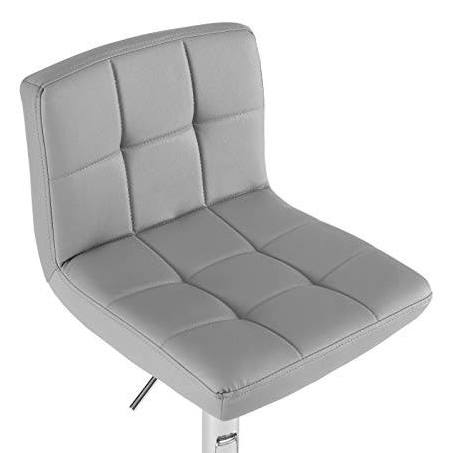 Neo 2x Cuban Chrome & Gas Lift Swivel Faux Leather Kitchen Breakfast Bar Stool (Grey)