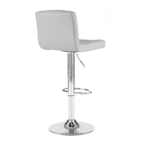 Neo 2x Cuban Chrome & Gas Lift Swivel Faux Leather Kitchen Breakfast Bar Stool (Grey)