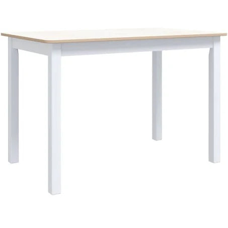 vidaXL Dining Table White and Brown 114x71x75 cm Solid Rubber Wood
