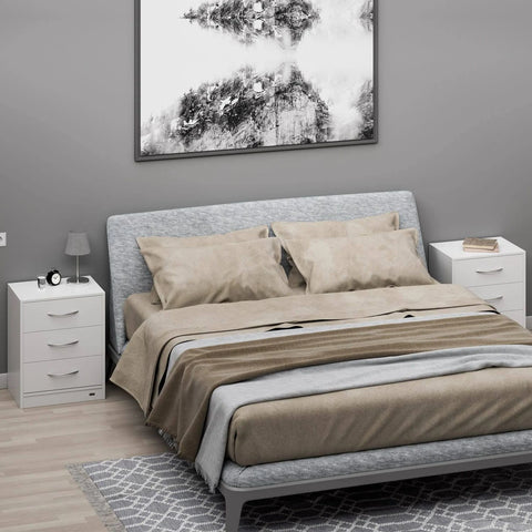 Casaria Bedside Table Eloise 2 PCS. White 54x39x28cm with LEDs