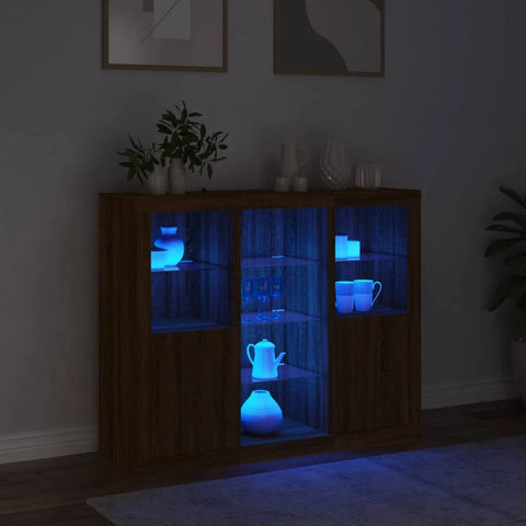 vidaXL Sideboards with LED Lights 3 Pcs Concrete Grey Engineered Wood