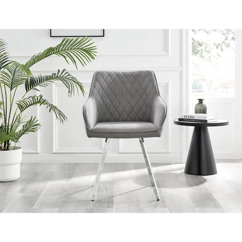 Furniturebox Adley White High Gloss 120cm Storage Dining Table & 4 Light Grey ...