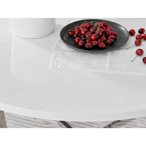 Furniturebox Adley White High Gloss 120cm Storage Dining Table & 4 Light Grey ...