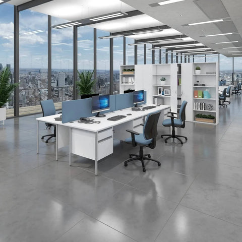 Contract 25 Straight Desk with Graphite H Frame Leg 1000mm x 800mm Beech Top