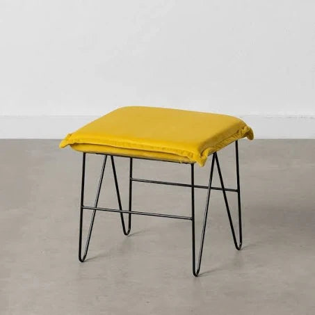 Pouf Synthetic Fabric Metal BigBuy Home