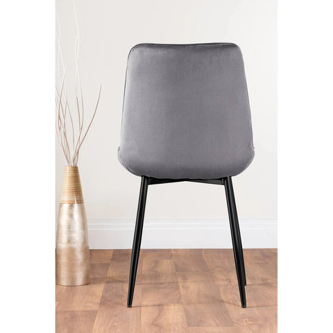 Pivero 6 White Dining Table and 6 Pesaro Black Leg Chairs - Grey