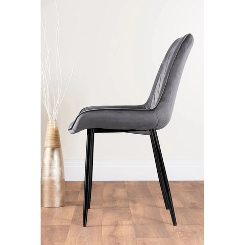 Pivero 6 White Dining Table and 6 Pesaro Black Leg Chairs - Grey