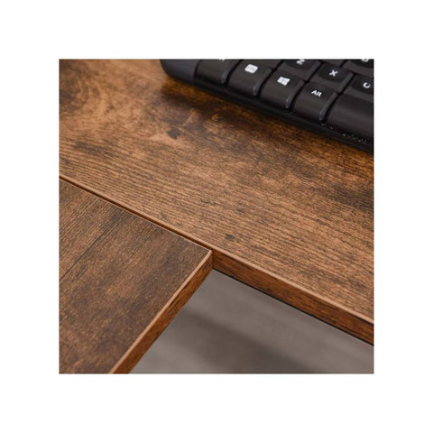 HOMCOM L-Shaped Computer Desk with Adjustable Storage Shelf, Rustic Brown