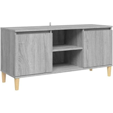 vidaXL TV Cabinet with Solid Wood Legs Grey Sonoma 103.5x35x50 cm