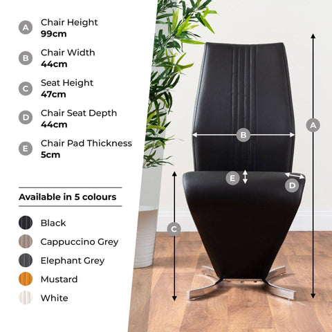 Furniture Box 2 x Willow Modern Luxury Premium Chrome Metal Z Faux Leather ...