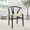 Hansel Black Dining Chair, Black Wooden Frame, Natural Weave Seat - Dining Room ...