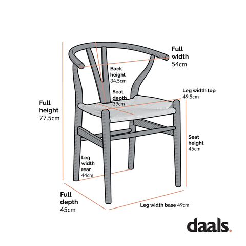 Hansel Black Dining Chair, Black Wooden Frame, Natural Weave Seat - Dining Room ...