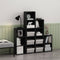 End Table with Bin by Furinno No Tool Assembly Amber Pine Black Living Room