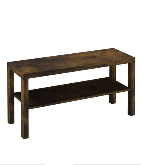 URBN Living (Rustic Brown ) 2-Tier Wooden TV Bench Media Stand with Storage Cabinet