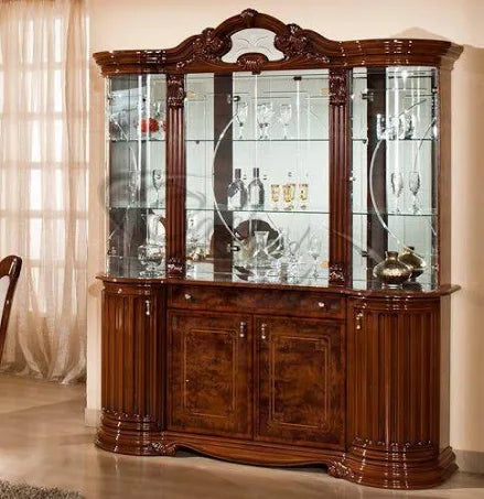 Elizabeth Walnut Radica Italian Large 4 Doors Vitrine (H2O Design)
