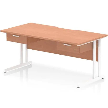 Impulse 1600 Right Hand White Cable Managed Leg Wave Desk