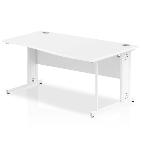 Impulse 1600 Right Hand White Cable Managed Leg Wave Desk