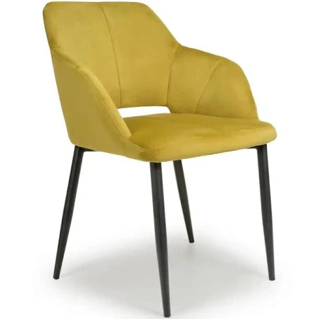 Shankar Nero Brushed Velvet Lime Gold Dining Chair Pair