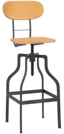 Netfurniture - Epic Bar Stool Industrial Stool Natural Wood Height Adjustable