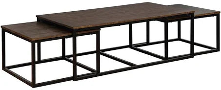 Arcadia Acacia Wood 54In Coffee Table With Nesting Tables