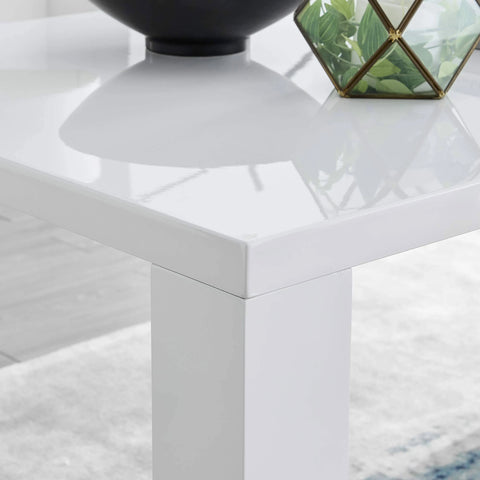 Furniturebox UK Pivero White High Gloss White Dining Table Set and 6 Faux Leather ...