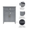 Teamson Home Mercer Wooden Bathroom Floor Storage Cabinet Drawer Grey