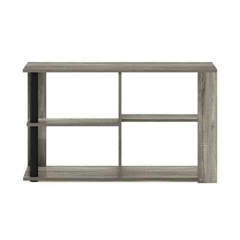 Furinno Romain Narrow Coffee Table with Shelves, French Oak/Black