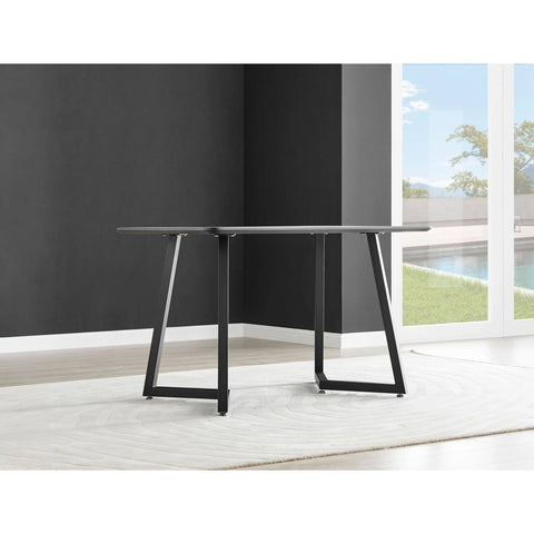 Furniture Box Carson White Marble Effect Dining Table and 4 Light Grey Nora Black ...