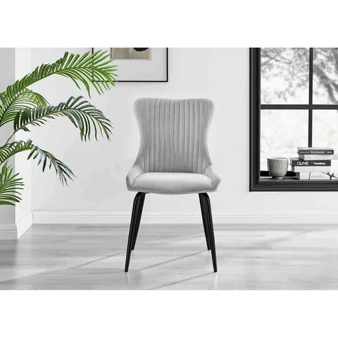 Furniture Box Carson White Marble Effect Dining Table and 4 Light Grey Nora Black ...