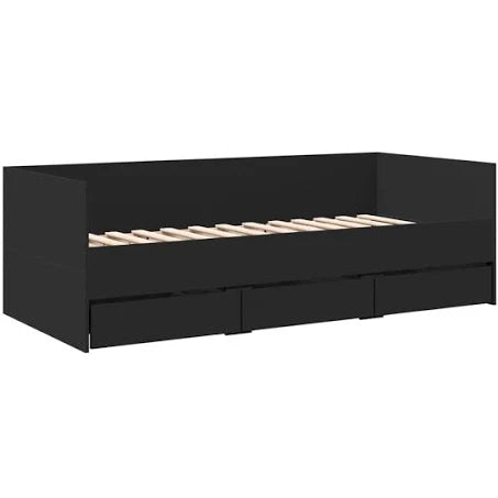 vidaXL Daybed with Drawers Black 75x190 cm Engineered Wood