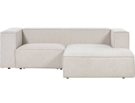 Left Hand 2 Seater Corner Sofa Beige Fabric Uoholstered Track Armrests ...