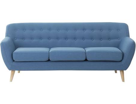Beliani 3 Seater Fabric Sofa Blue Motala